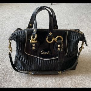 Coach Ashley Gathered Satchel Black/Gold